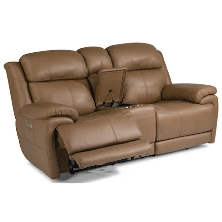 Contemporary Power Reclining Loveseat with Console and Power Headrest